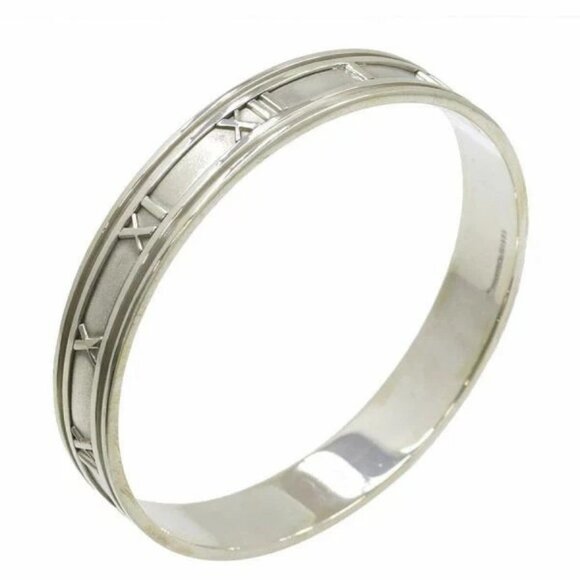 Tiffany & Co. Atlas Wide Bangle Bracelet 7.8" Silver 925 Auth #06593 - Picture 1 of 8
